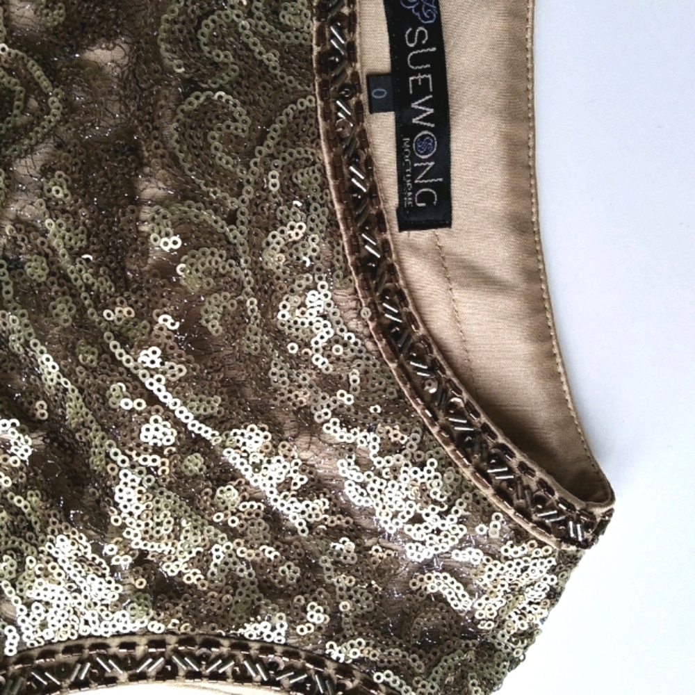 Sue Wong sequin golden mosaic dress